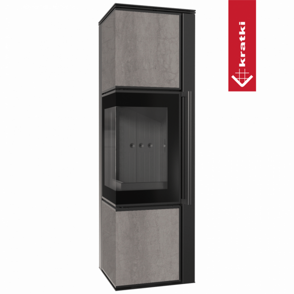 Печь Kratki PRO TORA/M NATURALI PIETRA DI SAVOIA GRIGIA BOCCIARDATA (Чёрная футеровка, с доводчиком)