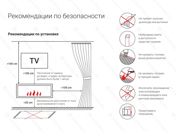 Настенный биокамин Lux Fire &amp;quot;Монро 1 Н&amp;quot; XS
